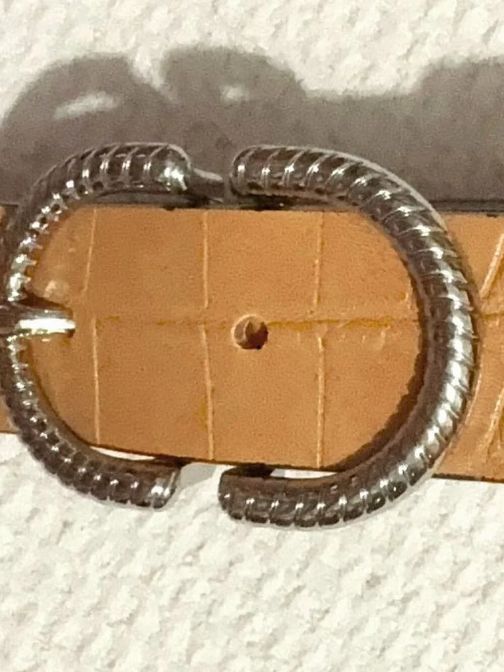 Steve Madden Mustard Yellow Embossed Faux Leather Belt Mixed Hardware Size M 40